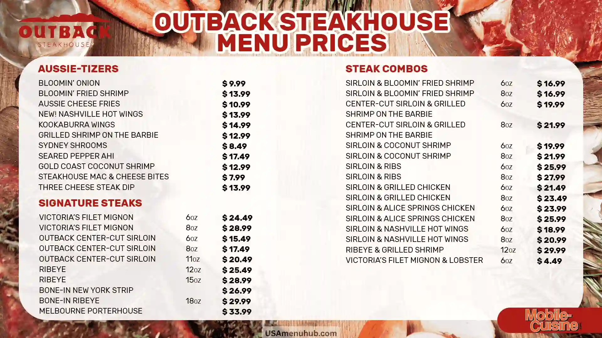 Outback Steakhouse Catering Menu With Prices