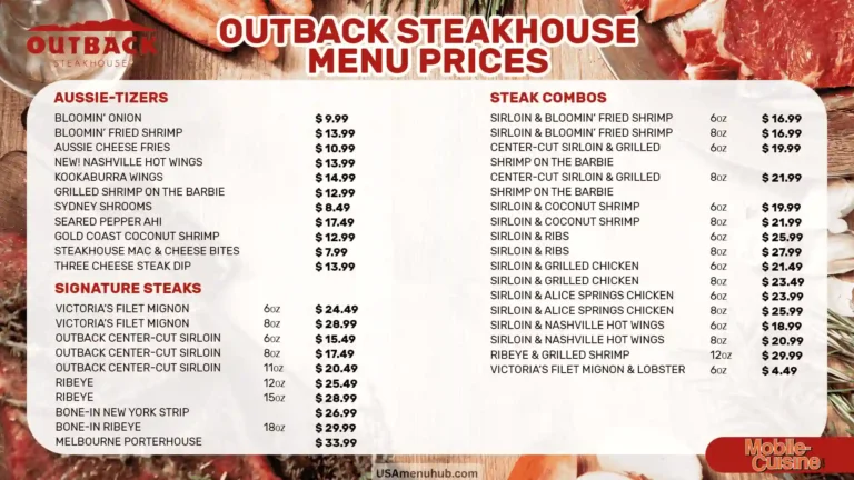 Outback Steakhouse Florence Menu With Prices