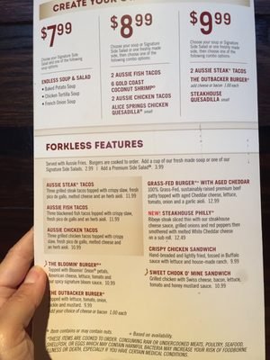 Outback Steakhouse Flowood Menu With Prices