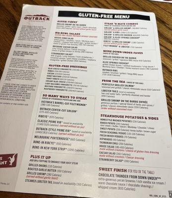 Outback Steakhouse Full Menu With Prices